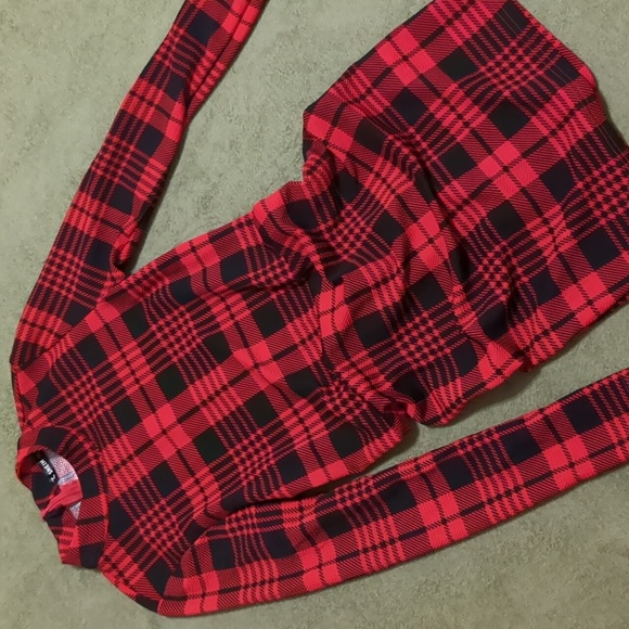 Shein Red and Black Plaid Bodycon Long Sleeve Dress Small EUC - Picture 1 of 5